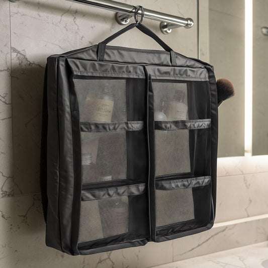 Kledy Large Toiletry Bag for Men & Women - Hanging Travel Organizer with Dry & Wet Separation - Water-Resistant Makeup & Shaving Kit - Charcoal Grey