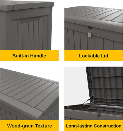 230 Gallon Deck Box, Outdoor Storage Box with Padlock
