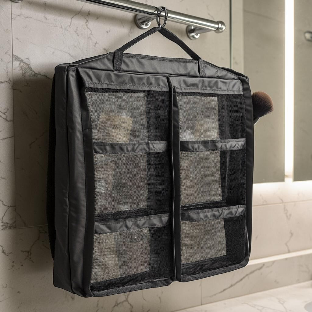 Kledy Large Toiletry Bag for Men & Women - Hanging Travel Organizer with Dry & Wet Separation - Water-Resistant Makeup & Shaving Kit - Charcoal Grey