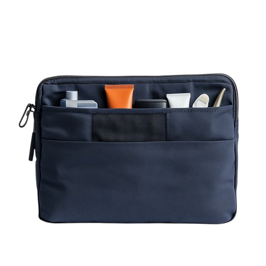 Kledy Slim Toiletry Bag for Carry-on Luggage - Flat Profile Travel Organizer - Space-Saving Lightweight Wash Bag for Backpacking - Navy Blue