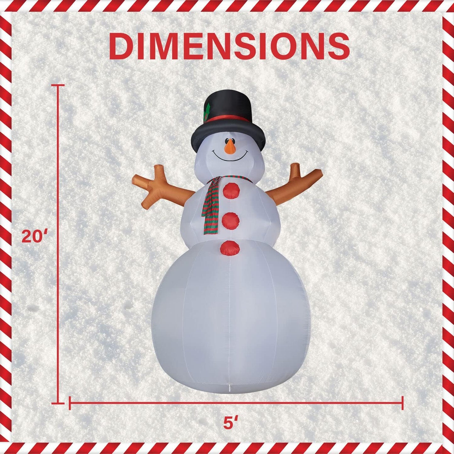 Farm 20ft. Tall Pre-Lighted Christmas Inflatable | Happy Snowman with RGB Lights and Storage Bag | Outdoor Holiday Amplified Holiday Celebration Party Decoration