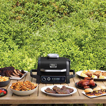Professional Outdoor Grill and Smoker, Built-in Thermometer, 7-in-1 main grill, BBQ Smoker, Air Fryer, Bake, Bake, dehydrate, Grill, Firewood Pellet, Portable, electric (updated)